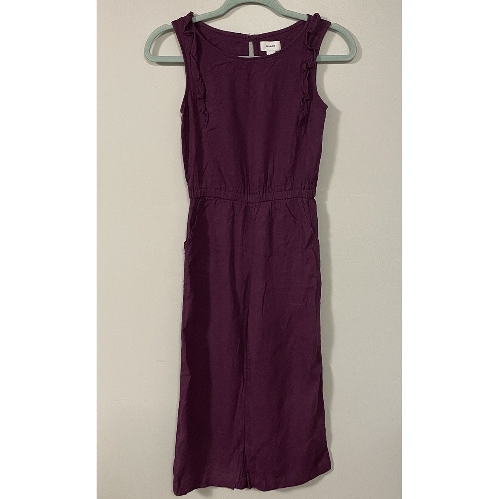 Old Navy Girls Linen Blend Merlot Jumpsuit Size M Comfort Coastal Wedding